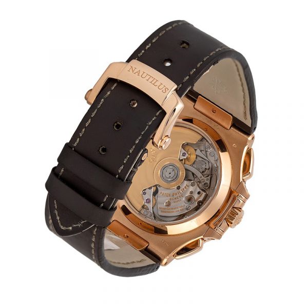 Patek Philippe Nautilus Rose Gold & Leather Strap 5980R-001