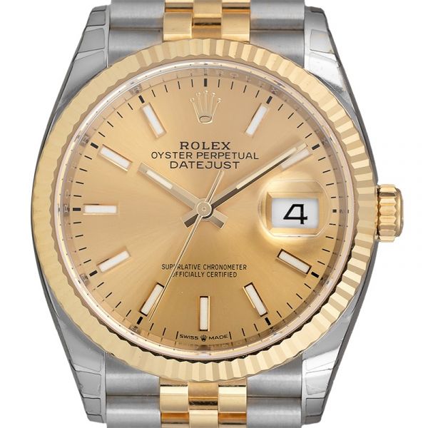Rolex Datejust 36 Steel and 18ct Yellow gold Champagne/Index Dial 126233 Watch