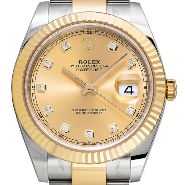 Rolex Datejust 41 Steel and Yellow Gold Champagne/Diamond Oyster 126333