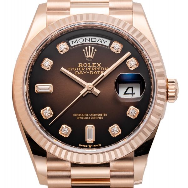 Rolex Day-Date 36 18ct Everose Gold Brown Ombré Diamond Dial 128235