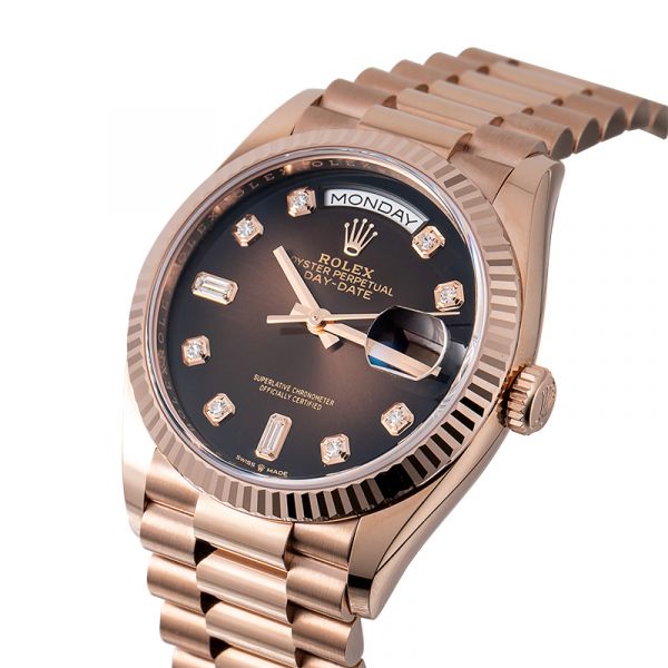 Rolex Day-Date 36 18ct Everose Gold Brown Ombré Diamond Dial 128235