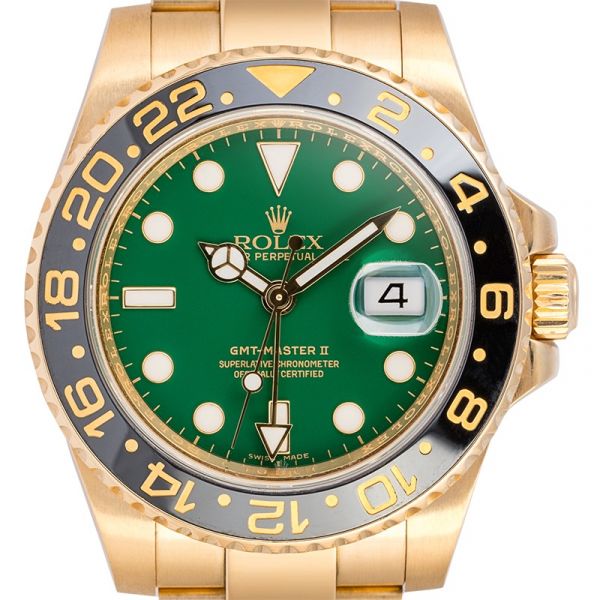 Rolex GMT-Master II 18ct Yellow Gold Green Dial 116718LN