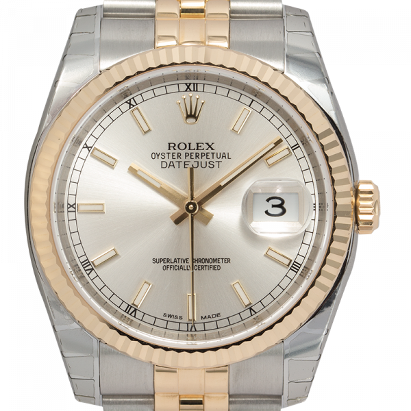 Rolex DateJust 36mm Bi-metal Stainless Steel & Yellow Gold Silver/Index Dial 116233