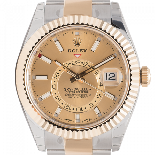 Rolex Sky-Dweller Steel & Yellow Gold Champagne/Index Markers Dial 326933
