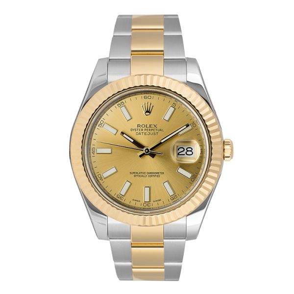 Pre-Owned Rolex Datejust Steel and Yellow Gold Champagne Dial 116333 Watch