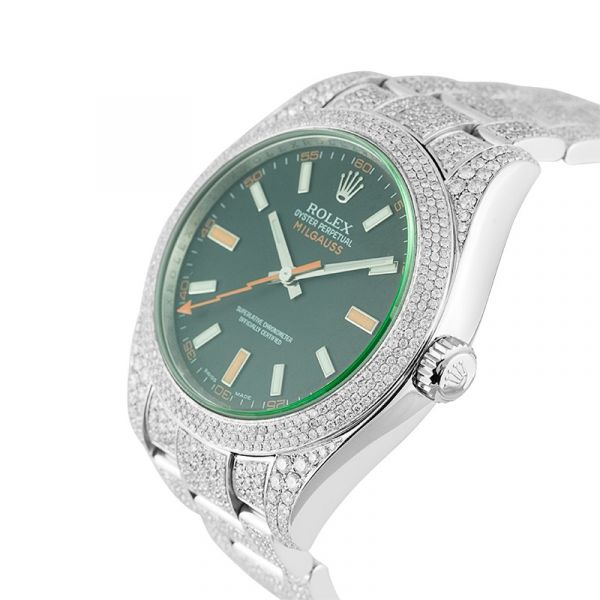 Custom Diamond Set Rolex Milgauss Steel 116400GV Watch
