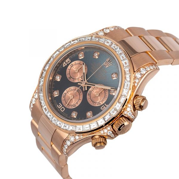 Custom Diamond Set Rolex Daytona 18ct Everose Gold 116505 Watch