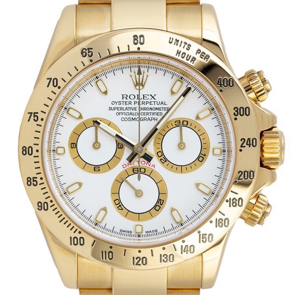 Pre-Owned Rolex Daytona 18ct Yellow Gold White Dial 116528 Watch