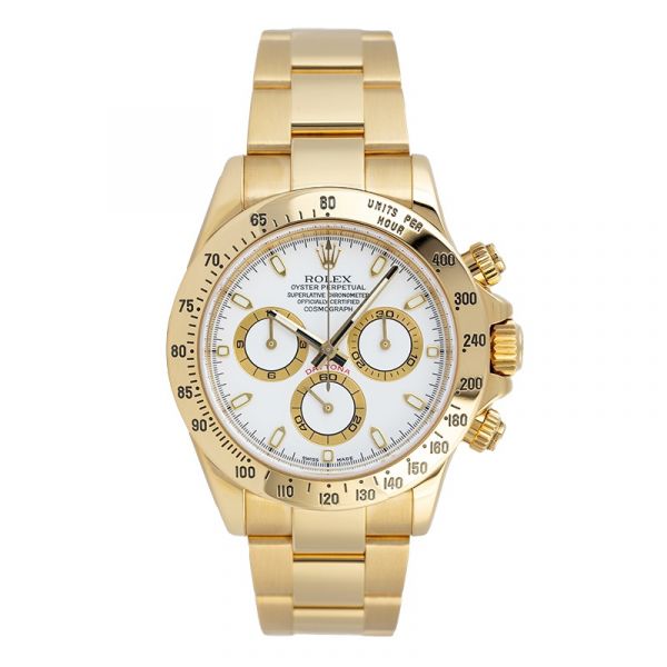 Pre-Owned Rolex Daytona 18ct Yellow Gold White Dial 116528 Watch