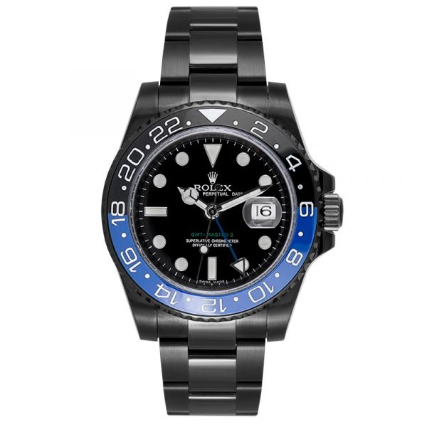 Custom Black PVD Rolex GMT-Master II 116710LN with Custom Black/Blue Insert