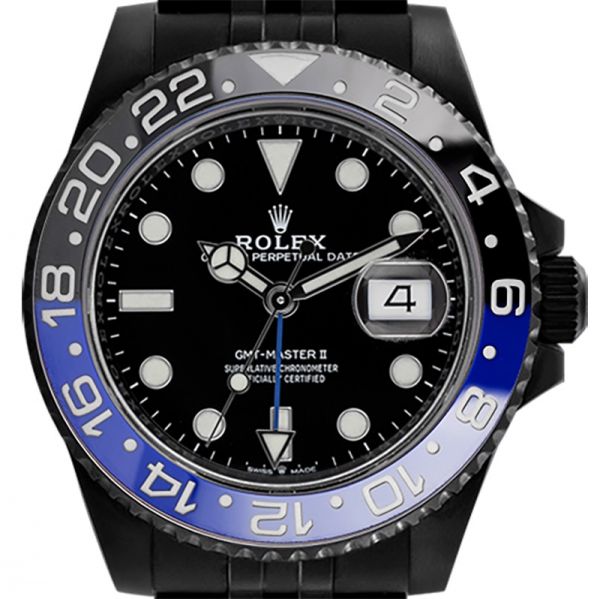 Custom Black PVD Rolex GMT-Master II Black/Blue Batman Jubilee 126710BLNR