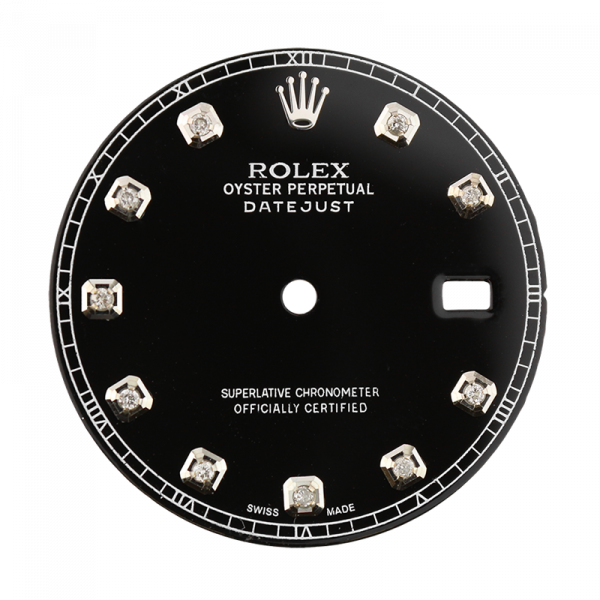 Rolex DateJust 36mm Diamond hour Markers Black Custom Dial