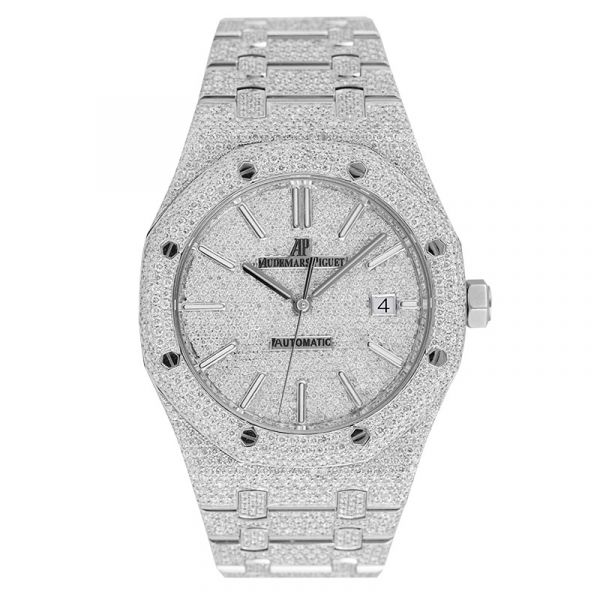 Custom Diamond Set Audemars Piguet Royal Oak 41 Stainless Steel 15400 Watch