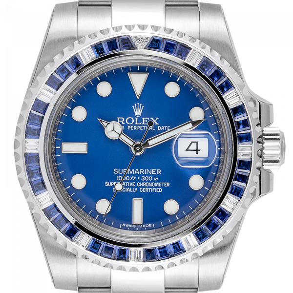 Rolex Submariner Date 18ct White Gold with Custom Blue Bezel 116619LB