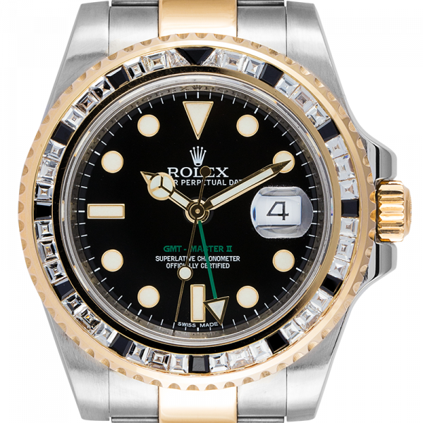Rolex GMT-Master II Steel and Yellow Gold with custom White/Black bezel 116713LN