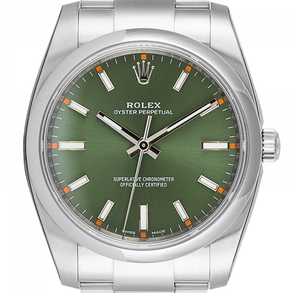 Rolex Oyster Perpetual 34 Stainless Steel Olive Green Dial 114200