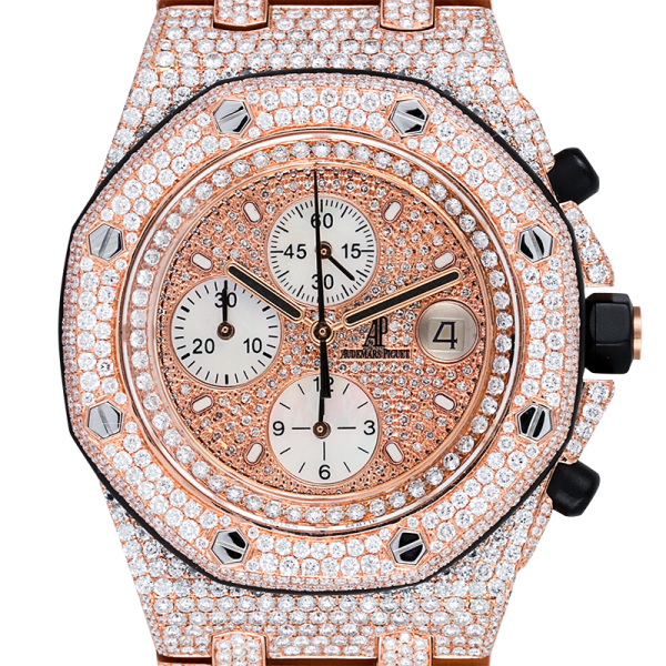 Audemars Piguet Royal Oak Offshore Rose Gold Full Diamond Set with Diamond Pave Dial 26470OR.OO.1000OR.01