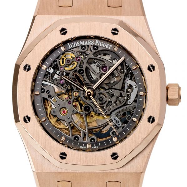 Audemars Piguet Royal Oak 39mm Pink Gold Openworked Leather Strap 15305OR.OO.D088CR.01