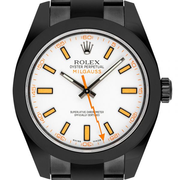 Rolex Milgauss Custom Black PVD with White Dial 116400
