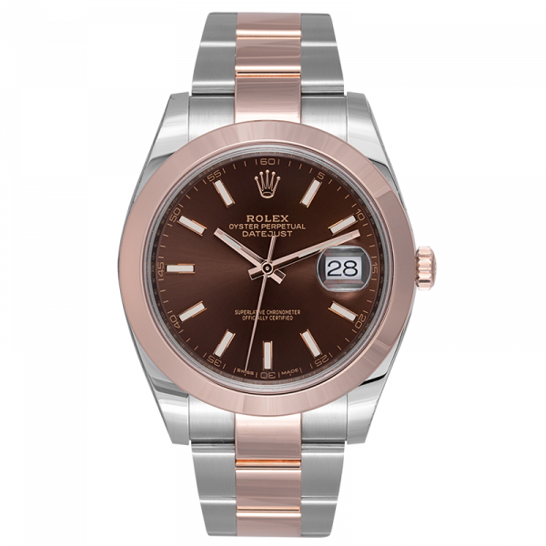 Rolex DateJust 41 Steel & Everose Gold Index Chocolate Dial Oyster 126301
