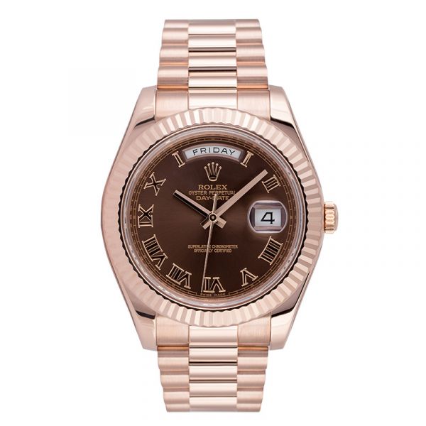 Rolex Day-Date 41mm 18ct Everose Gold Chocolate/Roman Dial 218235