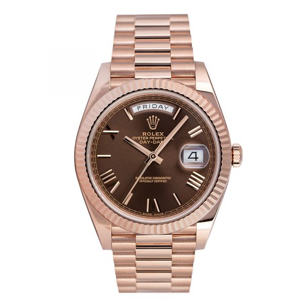 Rolex Day-Date 40 18ct Everose Gold Chcolate/Roman Dial 228235 Watch