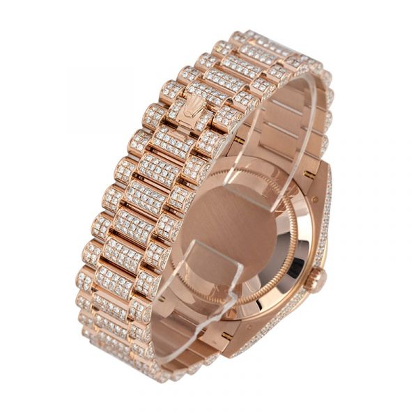 Custom Diamond Set Rolex Day-Date 40 Rose Gold Chocolate Dial 228235