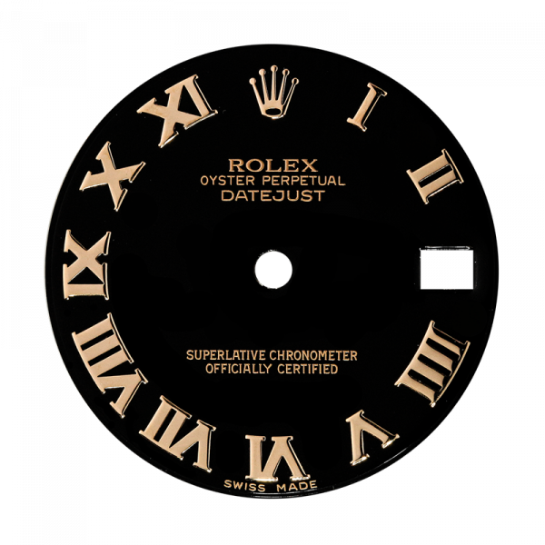 Rolex DateJust 31mm Black/Gold Roman Numeral Original Factory Dial