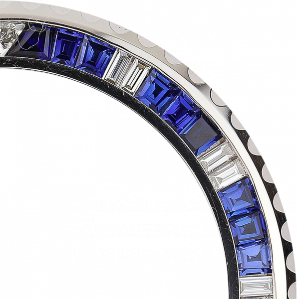 Rolex GMT-Master II Steel Diamonds and Blue Sapphire Custom Bezel