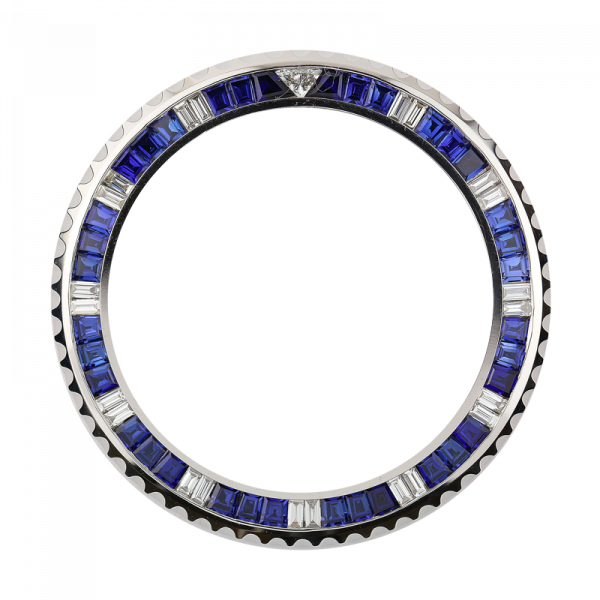 Rolex GMT-Master II Steel Diamonds and Blue Sapphire Custom Bezel