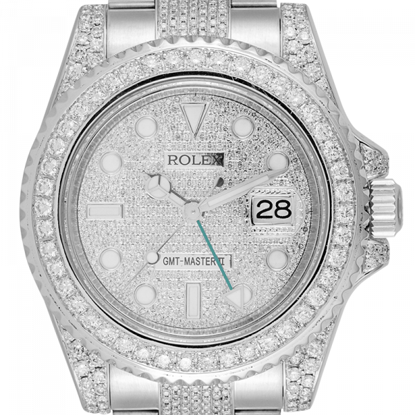Rolex GMT-Master II Stainless Steel Custom Diamond Set Watch 116710LN