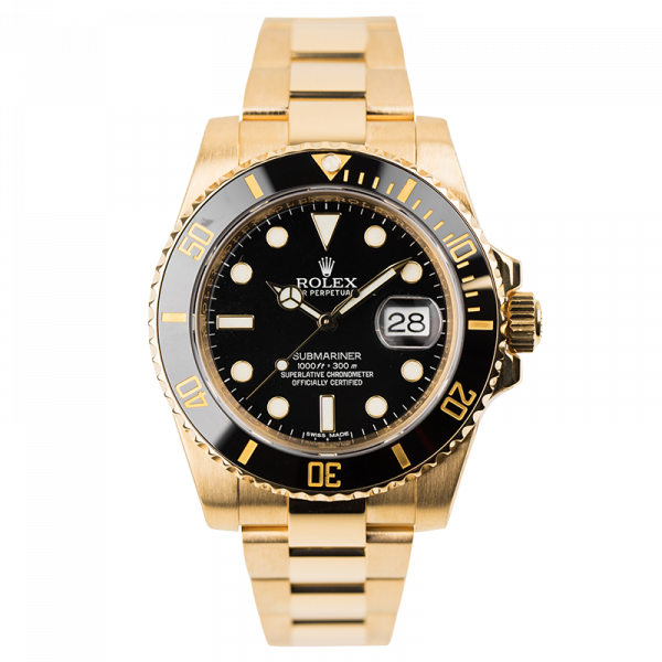 Rolex Submariner 18ct Yellow Gold Black Dial And Bezel 116618LN