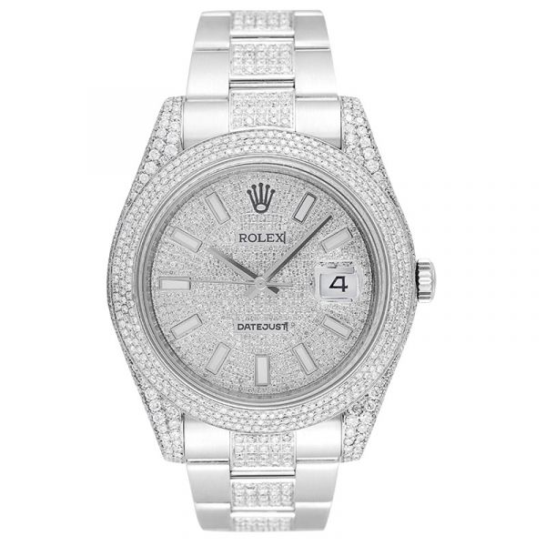Rolex Datejust 41mm Stainless Steel Diamond Set with Diamond PavE Dial 116334