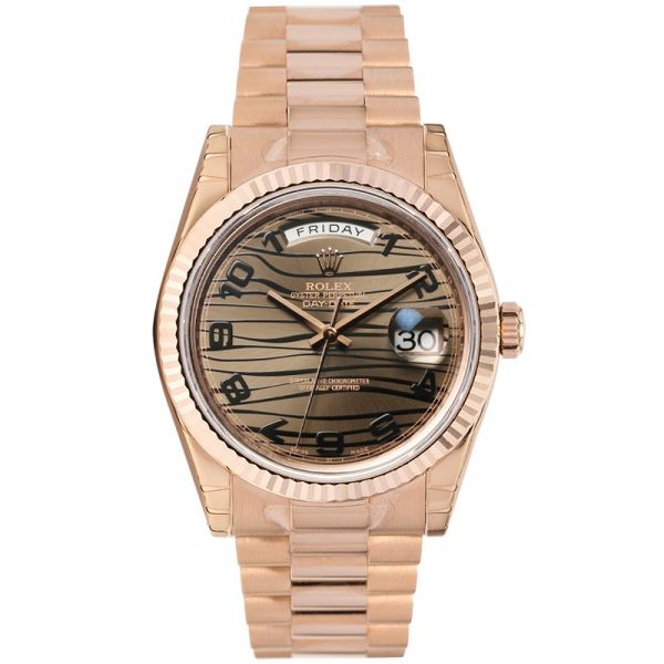Rolex Day-Date 36 18ct Everose Gold Wave Dial 118235
