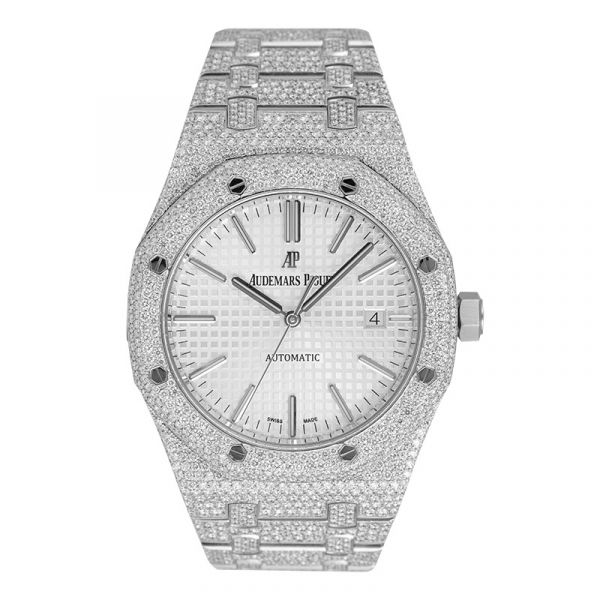 Custom Diamond Set Audemars Piguet Royal Oak 41 White Dial Watch