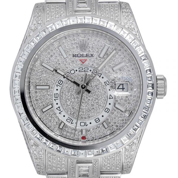 Custom Diamond Set Rolex Sky-Dweller Steel 326934 Watch