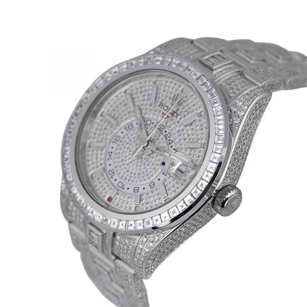 Custom Diamond Set Rolex Sky-Dweller Steel 326934 Watch
