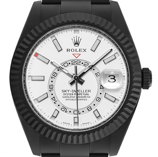 Custom Black PVD Rolex Sky-Dweller Steel White Dial 326934