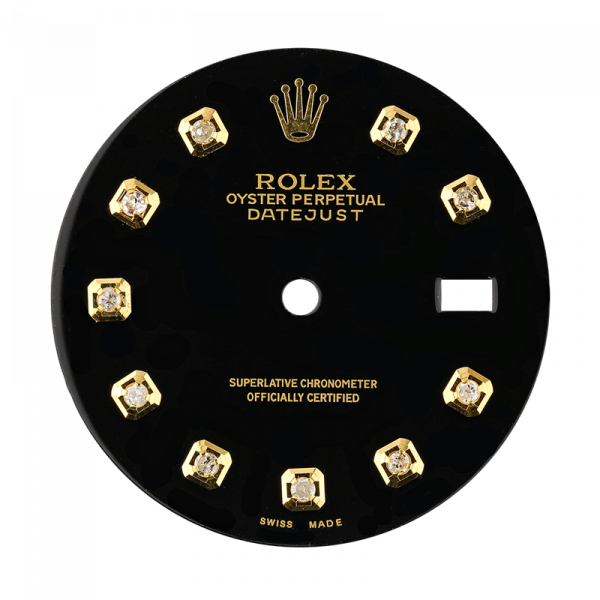 Rolex DateJust 36mm Black/ Gold Diamond Hour Markers Custom Dial