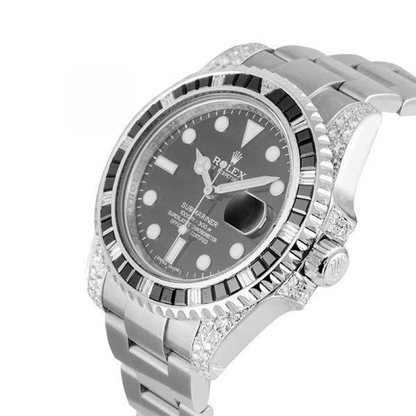 Rolex Submariner Date Diamond Set with Custom Black Bezel 116610LN