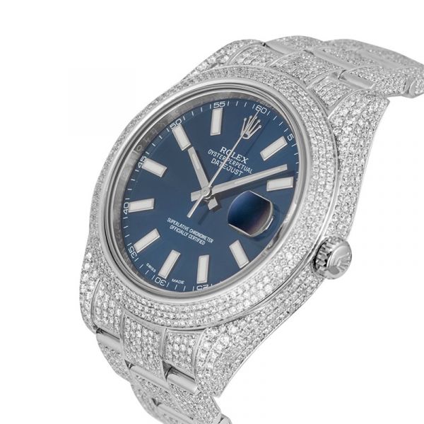 Rolex Datejust 41 Custom Diamond Set with Blue Dial 126300