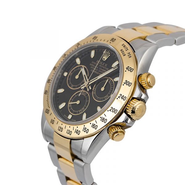 Pre-Owned Rolex Daytona Steel and Yellow Gold Black Dial 116523 Watch