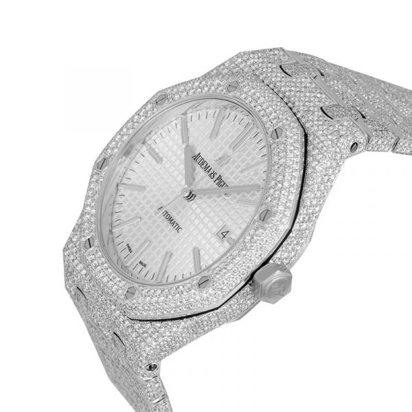 Custom Diamond Set Audemars Piguet Royal Oak 41 White Dial Watch