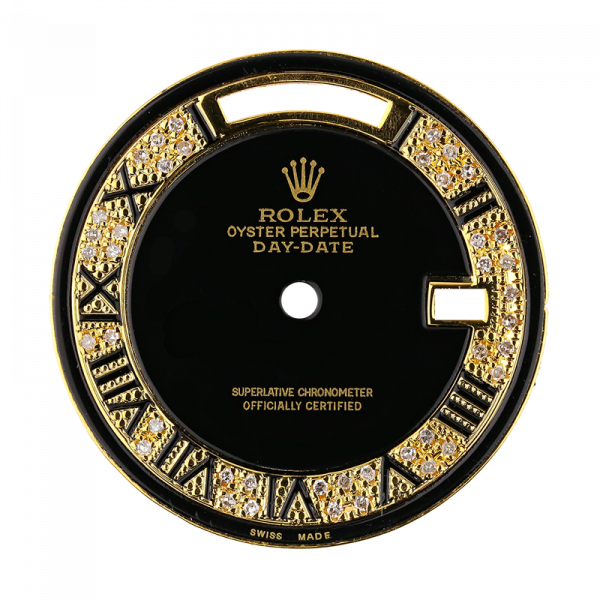 Rolex Day-Date 36mm Black/Gold Diamond Set Custom Dial