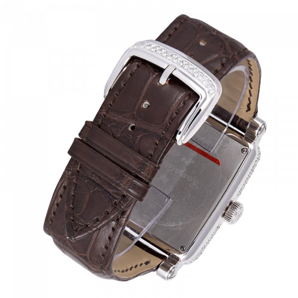 Franck Muller 10000 H SC Conquistador Diamond Set Brown Leather Strap