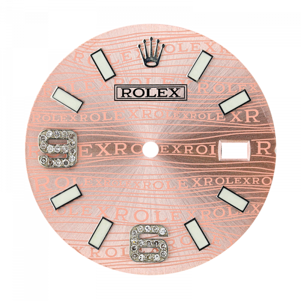 Rolex DateJust 36mm Pink Print Diamond Numerals Custom Dial