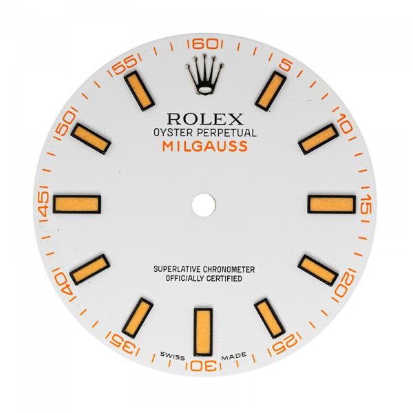 Rolex Milgauss White/ Orange Indexes Original Factory Dial