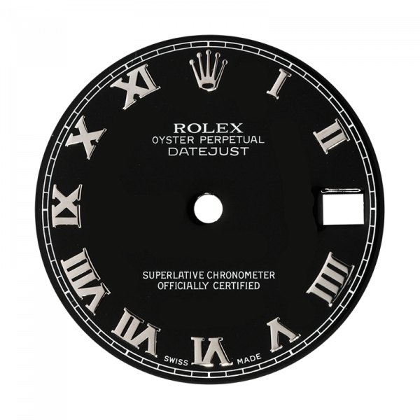 Rolex DateJust 31mm Black/Steel Roman Numeral Original Factory Dial