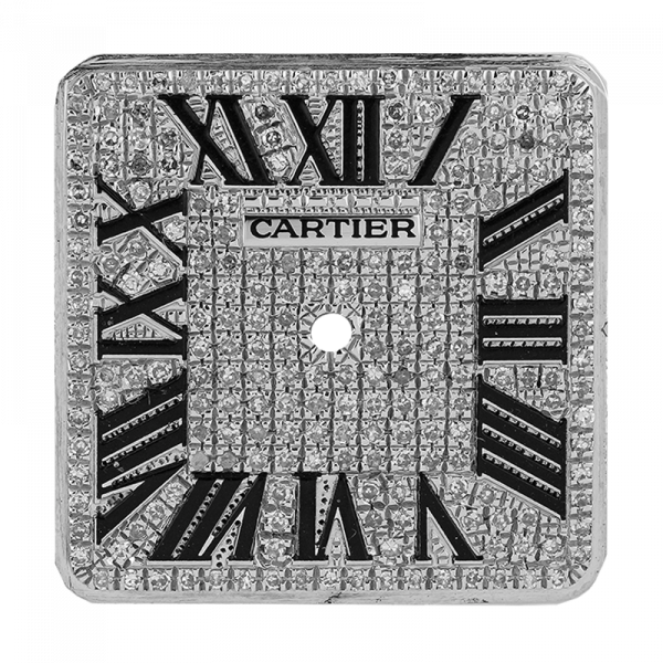 Cartier Santos 100 Midi Diamond Pavé/Black Roman Numerals Custom Dial