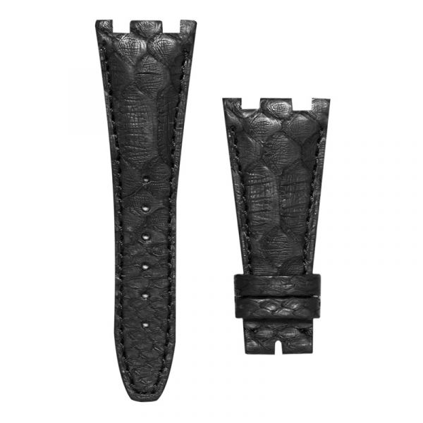 Audemars Piguet Royal Oak Offshore Black Python Leather Custom Strap with Black Stitching 42mm